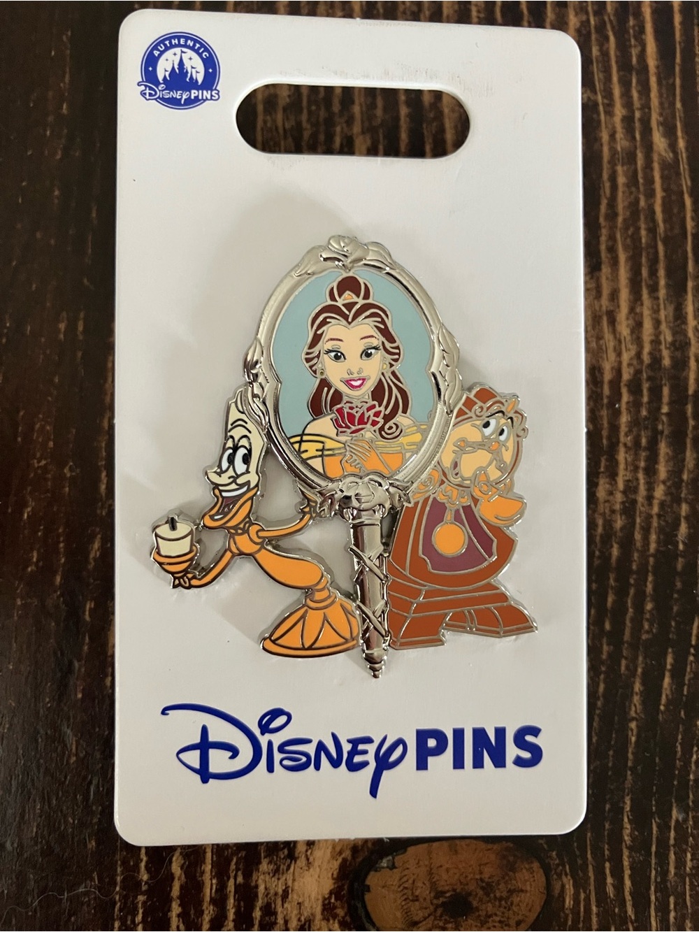 Disney Belle Mirror & Friends Orange Yellow Enamel Pin